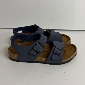 Birkenstock Milano Sandals Kids 34 US 3 3.5 Navy Blue Birkibuc Faux Leather